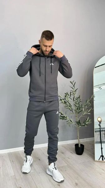 Спортивний костюм чоловічий  з капюшоном adidas графіт 44 500-m5 фото