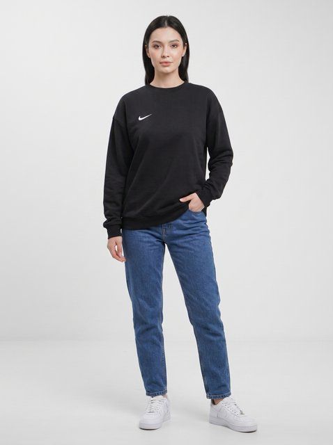 Теплий жіночий світшот Nike зимова кофта тринитка на флісі брендовий світшот без капюшона з логотипом 307 фото