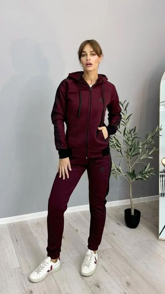 Чоловічий спортивний костюм унісекс з капюшоном adidas бордовий 44 500-m4 фото