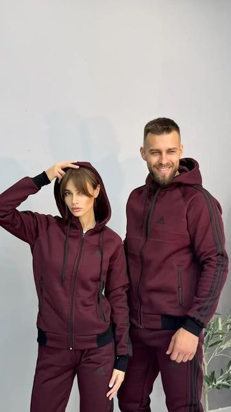 Чоловічий спортивний костюм унісекс з капюшоном adidas бордовий 44 500-m4 фото