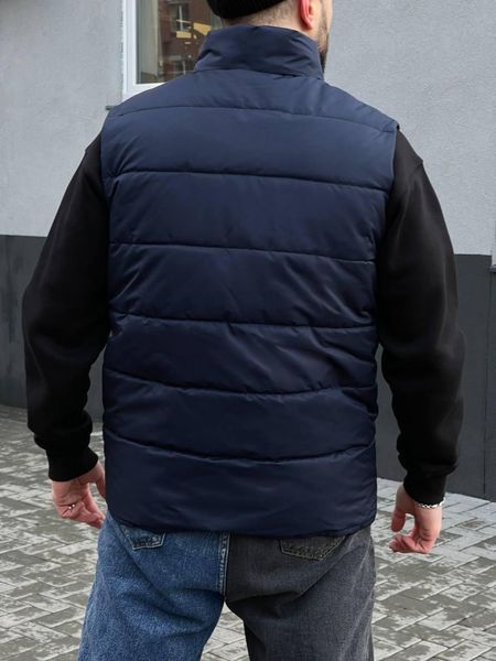 Демісезонний чоловічий жилет The North Face синій стьобаний безрукавка ТНФ з коміром 2591047199 фото