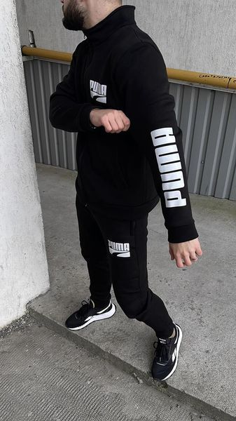 Чоловічий спортивний костюм Puma чорний демісезонний комплект норма класичний трикотажний набір світшот та штани 313 фото