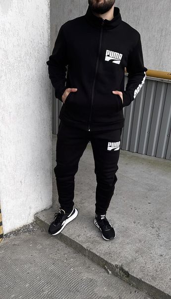 Чоловічий спортивний костюм Puma чорний демісезонний комплект норма класичний трикотажний набір світшот та штани 313 фото
