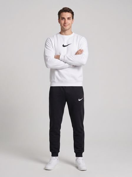 Чоловічий спортивний костюм Nike білого кольору демісезонний трикотажний комплект норма базовий брендовий набір кофта та штани 446 фото