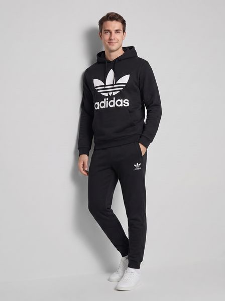 Чоловічий спортивний костюм Adidas демісезонний трикотажний комплект норма брендовий набір чорний світшот з логотипом та штани 304 фото