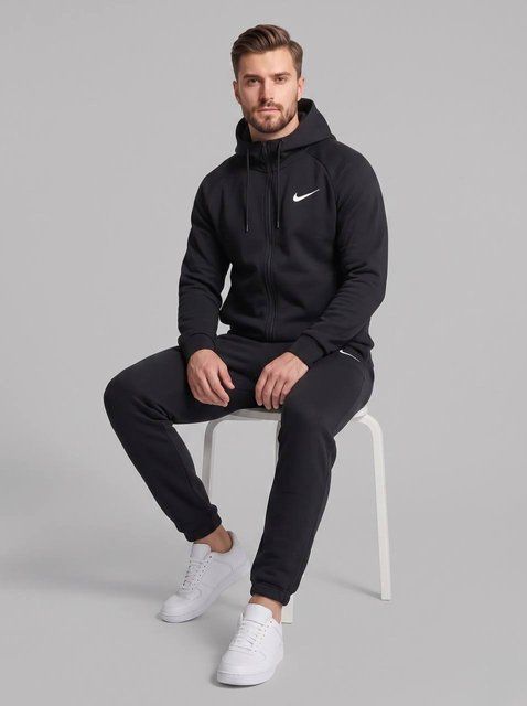 Спортивний чоловічий  костюм Nike унісекс зима чорний 11111-m2 фото