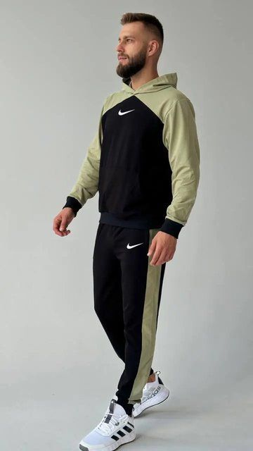 Чоловічий спортивний костюм Nike з оливковими вставками 441 фото