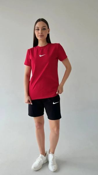 Жіночий літній комплект nike червоний 406 фото