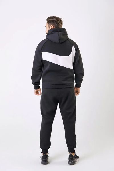 Чоловічий спортивний костюм Nike чорного кольору демісезонний трикотажний комплект норма брендовий набір світшот та штани 317 фото