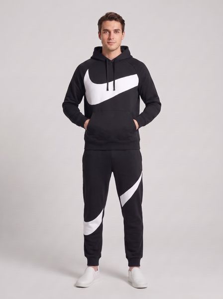 Чоловічий спортивний костюм Nike чорного кольору демісезонний трикотажний комплект норма брендовий набір світшот та штани 317 фото