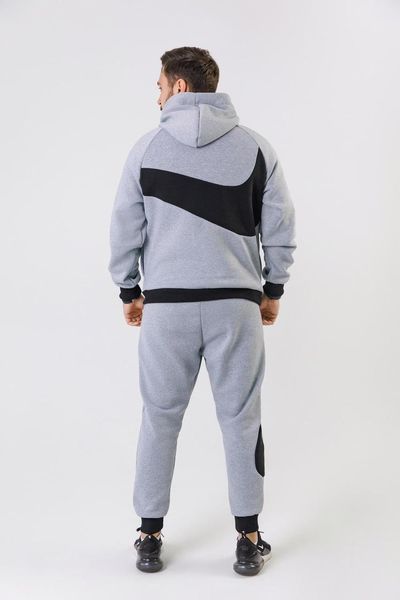 Чоловічий спортивний костюм Nike сірого кольору демісезонний трикотажний комплект норма спортивно-повсякденний набір світшот та штани 317 фото