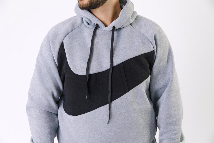 Чоловічий спортивний костюм Nike сірого кольору демісезонний трикотажний комплект норма спортивно-повсякденний набір світшот та штани 317 фото