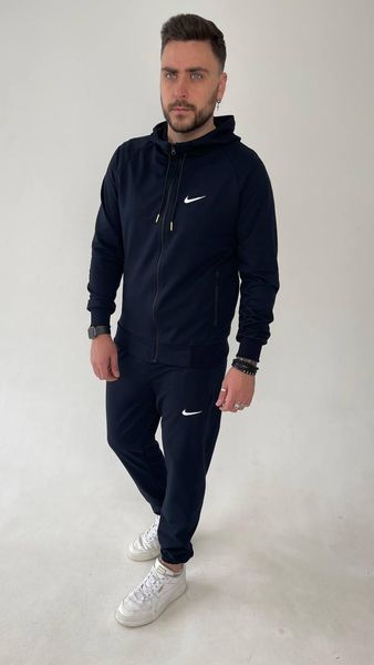 Чоловічий теплий спортивний костюм Nike темно-синього кольору на флісі 240 фото