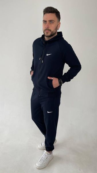 Чоловічий теплий спортивний костюм Nike темно-синього кольору на флісі 240 фото