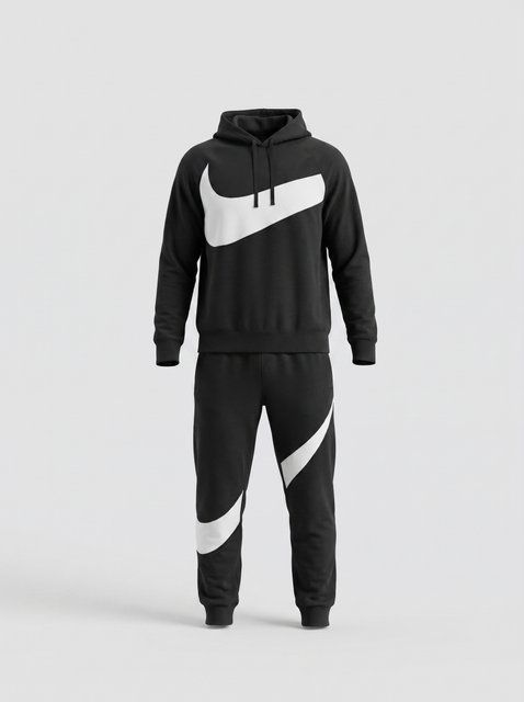 Чоловічий чорний спортивний костюм Nike з худі та штанами 356 фото
