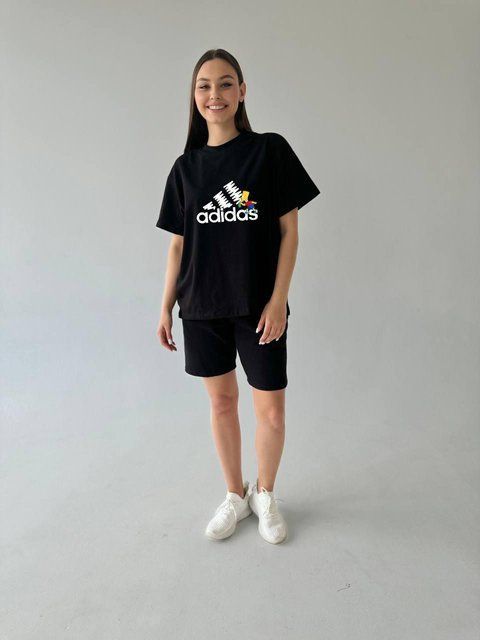 Футболка оверсайз (унісекс) adidas чорна 163 фото