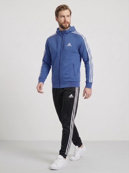 Чоловічий спортивний костюм синій Adidas демісезонний трикотаж двонитка з лампасами 582 фото