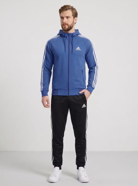 Чоловічий спортивний костюм синій Adidas демісезонний трикотаж двонитка з лампасами 582 фото