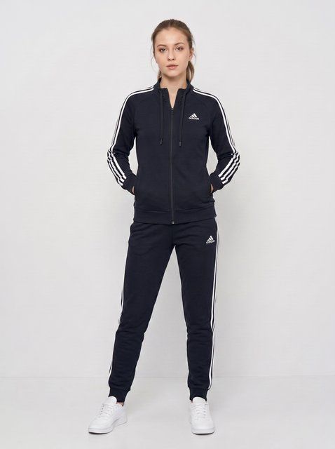 Жіночий теплий спортивний костюм Adidas унісекс синього кольору зимовий трикотажний комплект на флісі норма худі та штани 500 фото